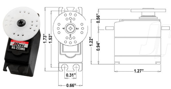 Hitec Servo HS225MG Mighty Mini With Metal Gears