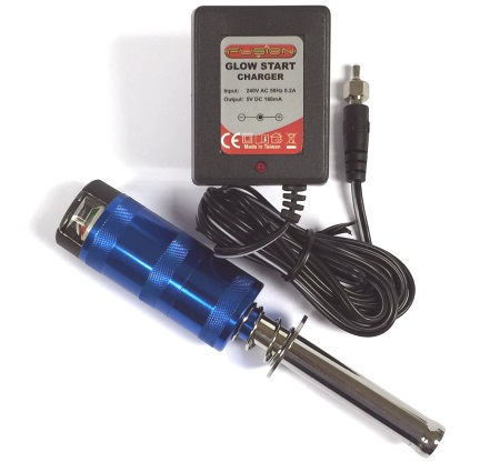 Aluminium Glowstart with meter 2400mAH 1.2V NiMH and UK Charger