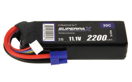 Radient Superpax LiPo 3S 11.1v 2200mAh 30c with EC3 plug