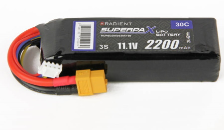 Radient Superpax LiPo 3S 11.1v 2200mAh 30c with XT60 plug