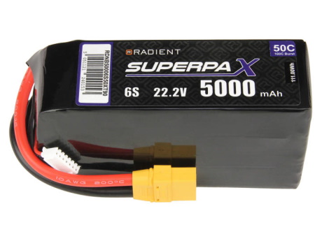 RadientLiPo 6S 5000mAh 22.2V 50C XT90