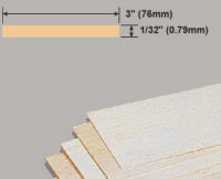 Single Sheet 1/16x3x36 Balsa - In Store Only